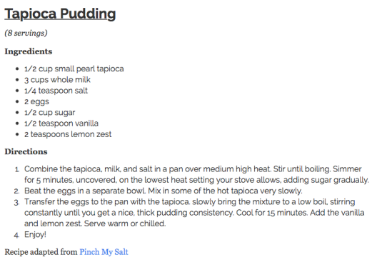 tapioca pudding recipe